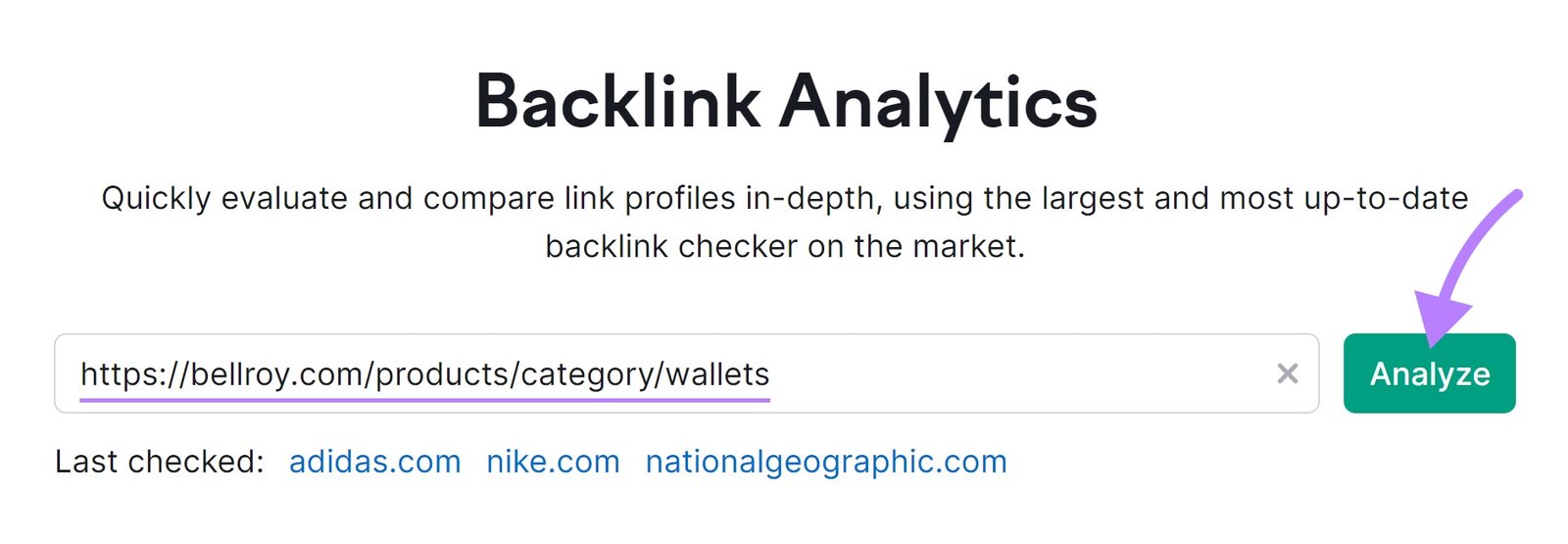 Backlinks with a URL in the field provided