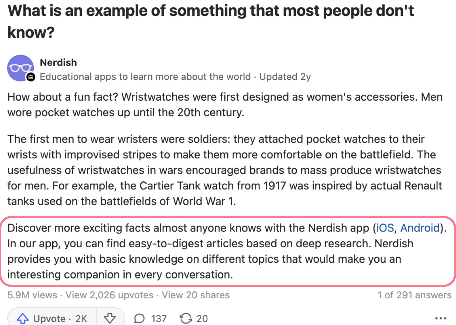 Effective Quora response example: Product intergation