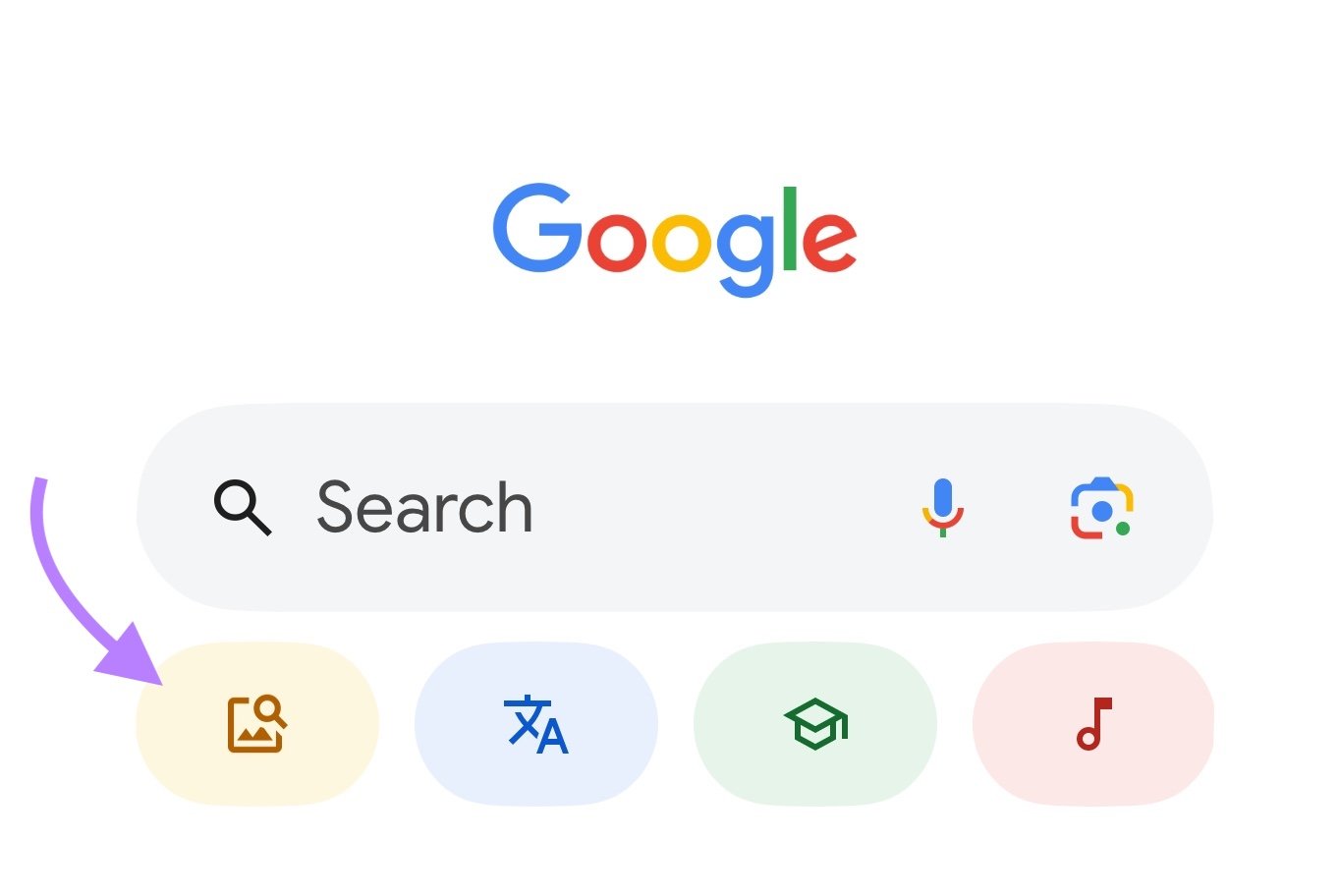 Google search bar with the "Search with an image icon" highlighted.