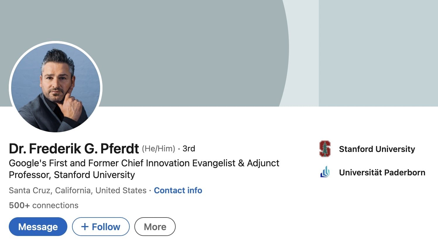 Dr. Frederik G. Pferdt's Linkedin profile