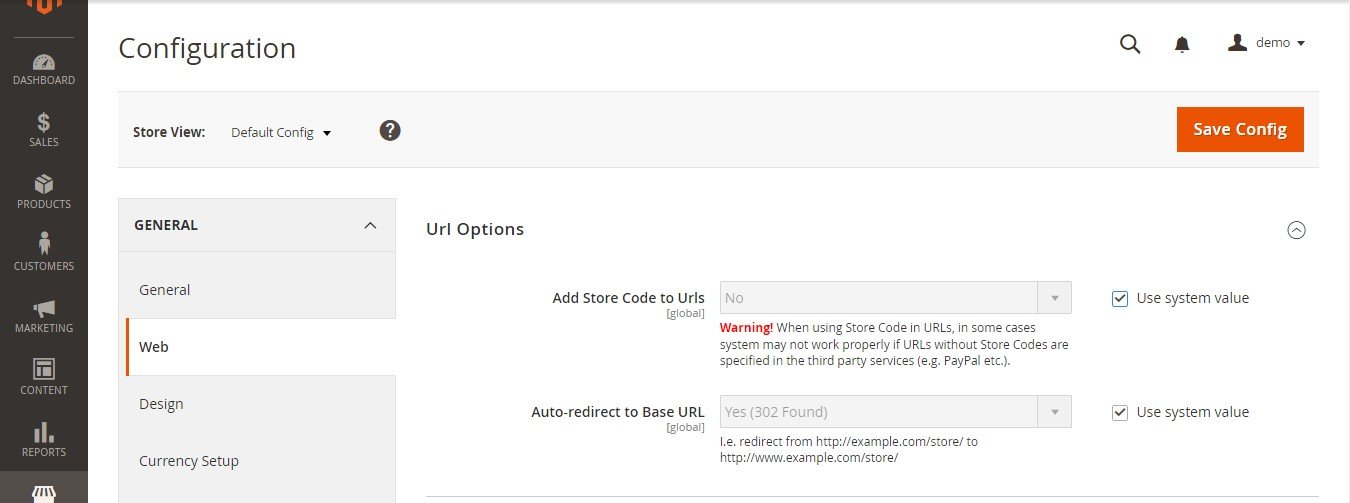 Remove default store code from URL