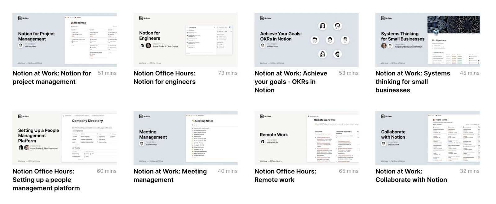 Notion’s webinars page
