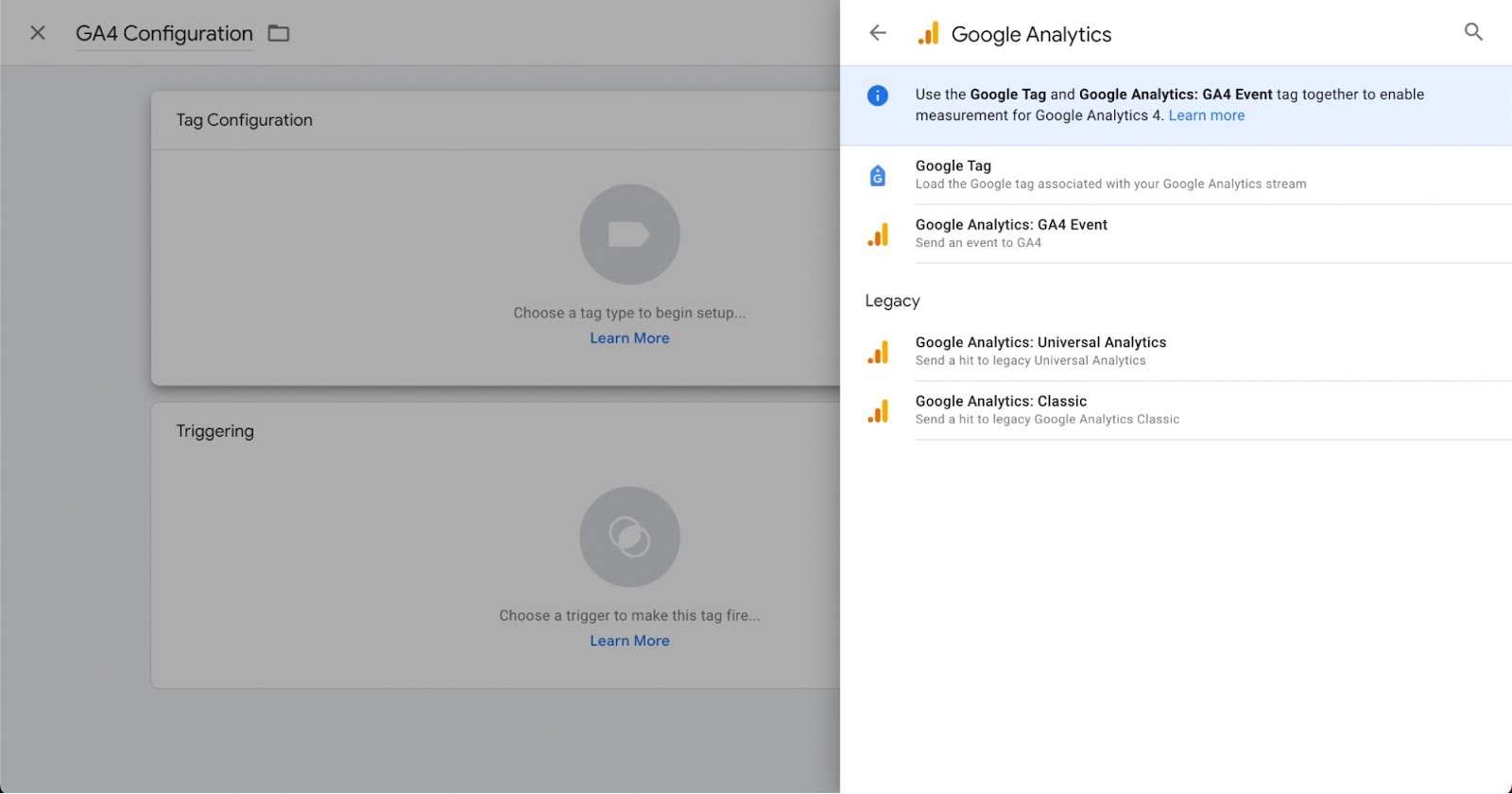 GA4 configuration page