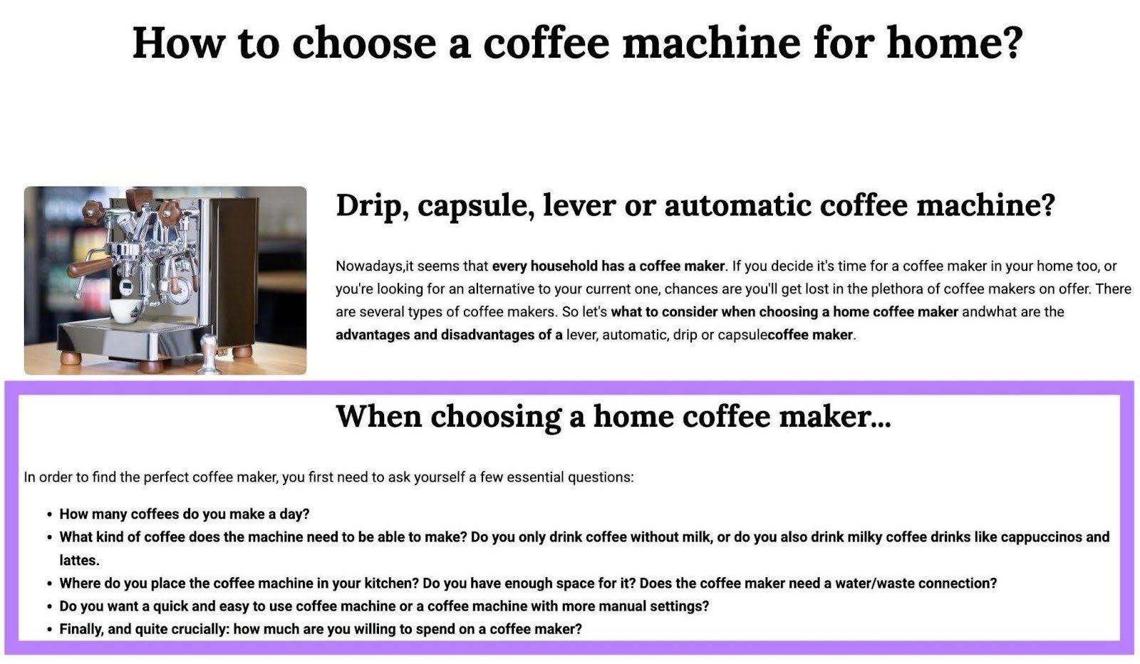 A section of a blog post from which Google pulled information for an AI Overview response.