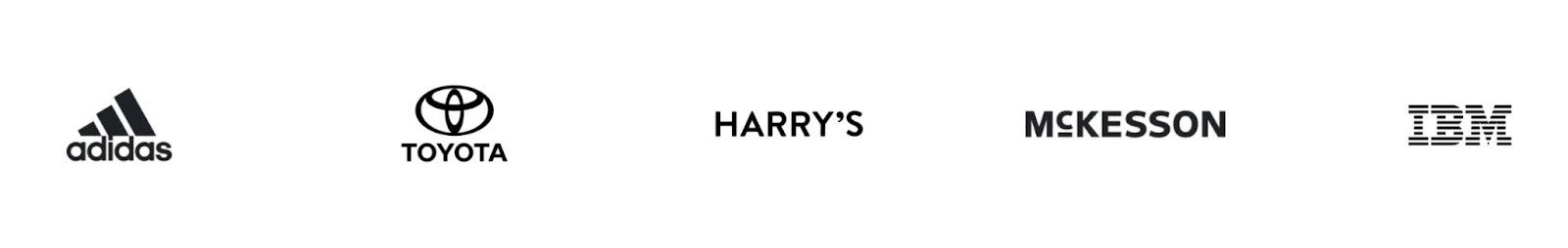 Customer logos of popular companies like IBM, Toyota, and Adidas on a landing page by Survey Monkey.