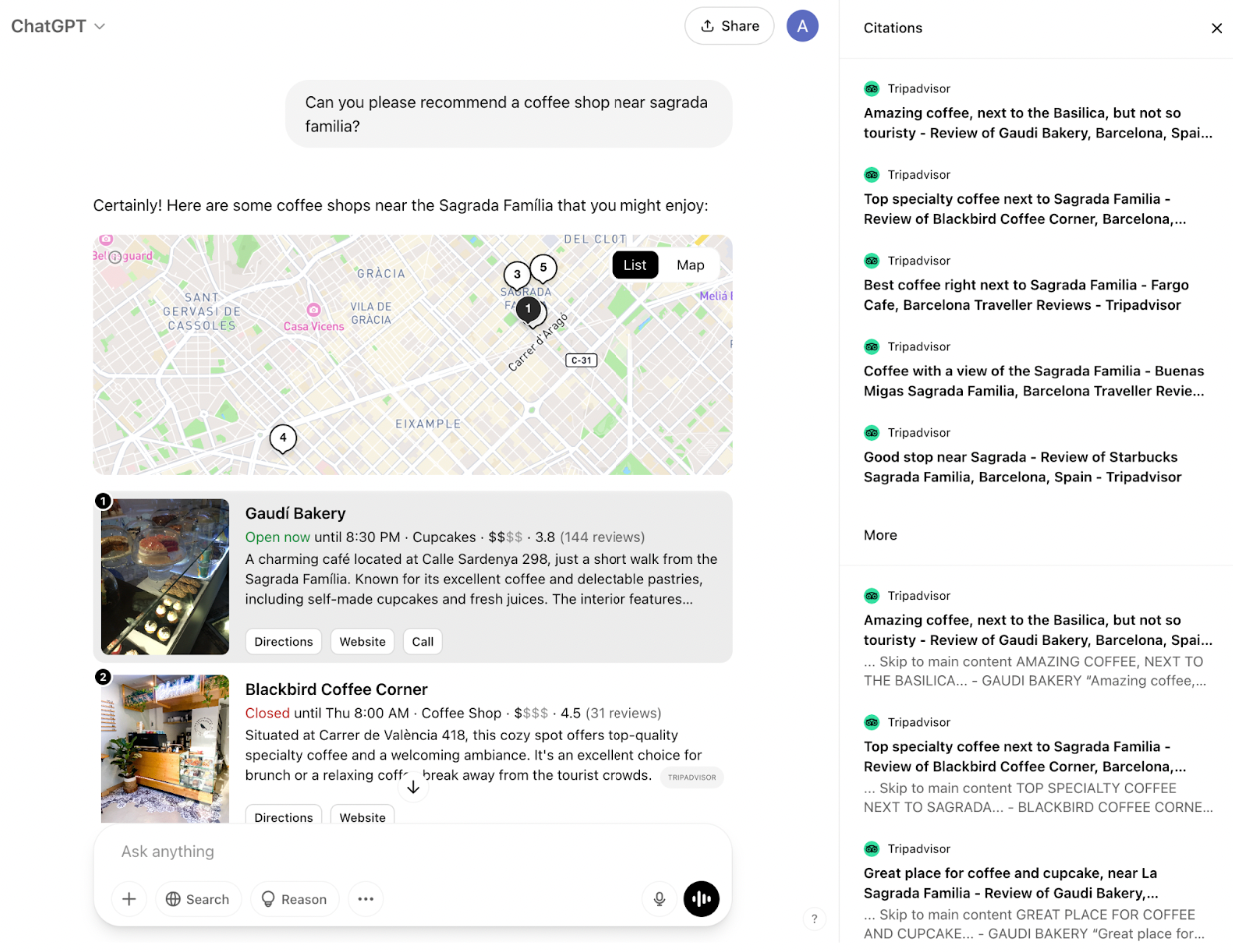 A local search on ChatGPT with citations