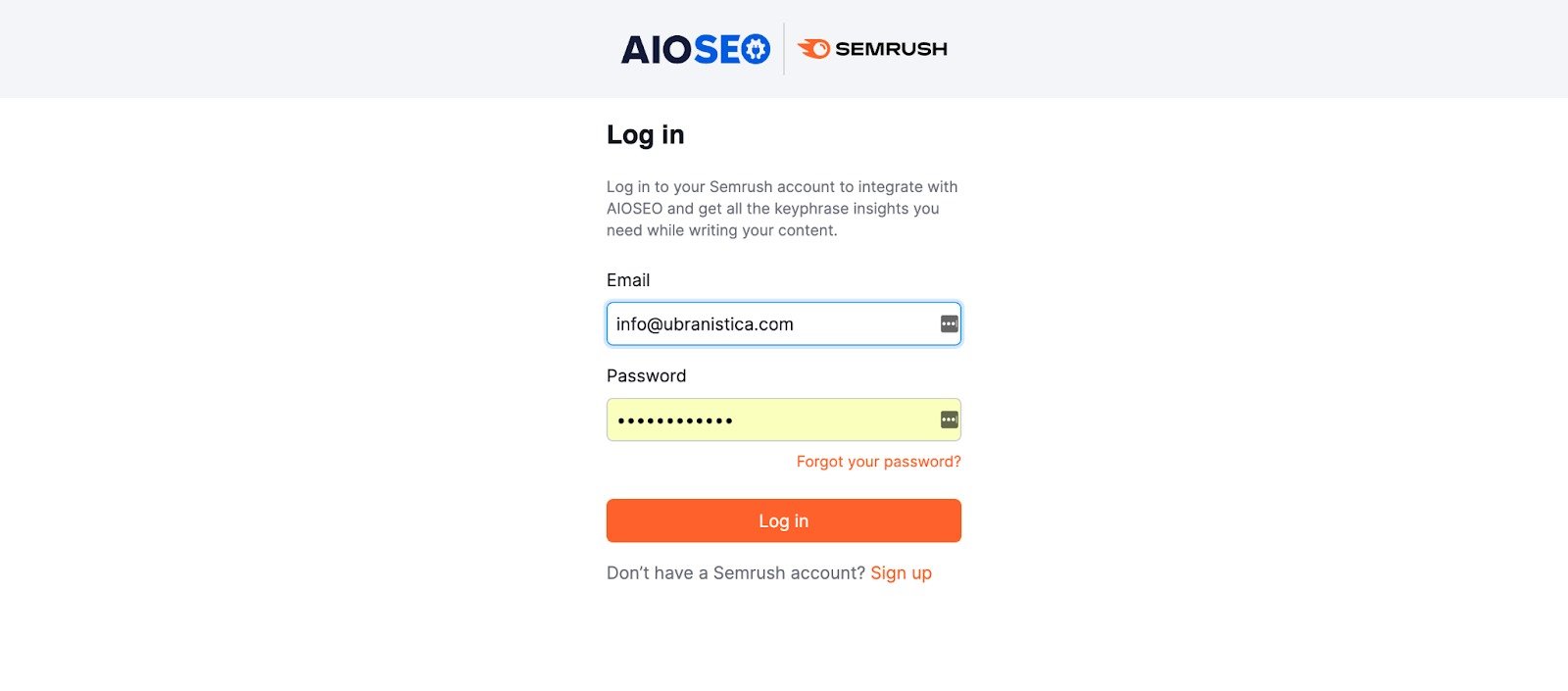login credentials