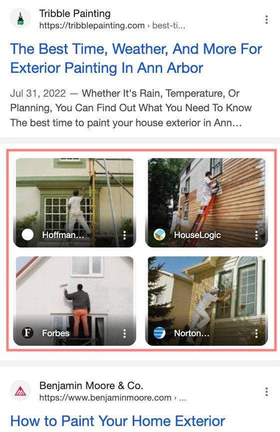 What Images SERP feature looks like on a mobile SERP