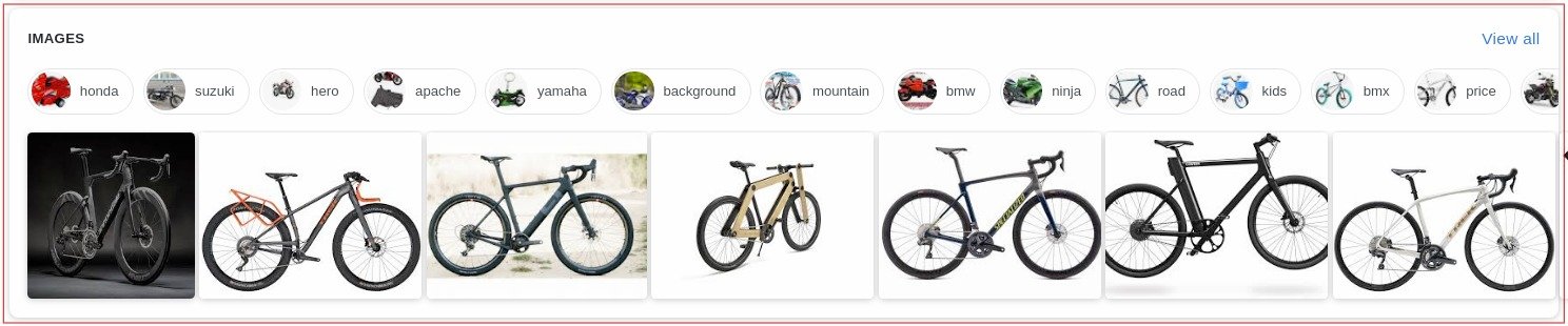 Image carousel on a mobile SERP