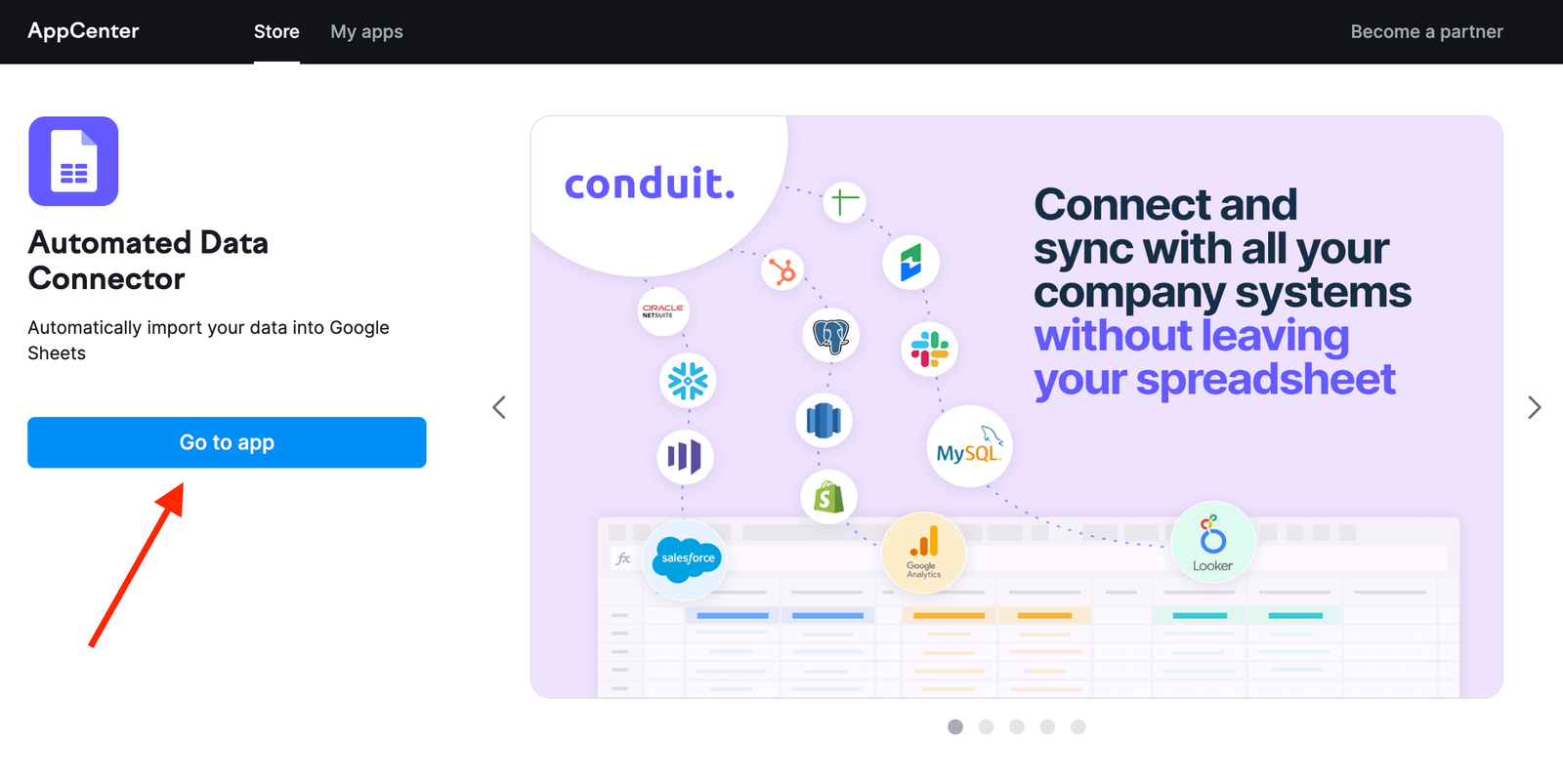 The landing page of the AI Automated Data Connector.