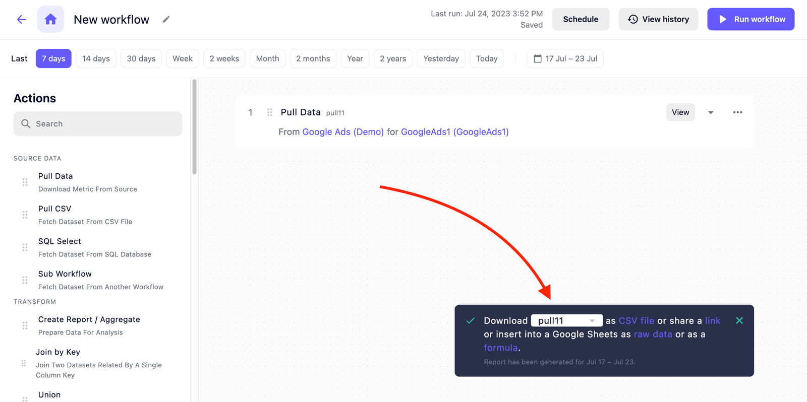 Selecting how you&rsquo;d like your workflow to be delivered.