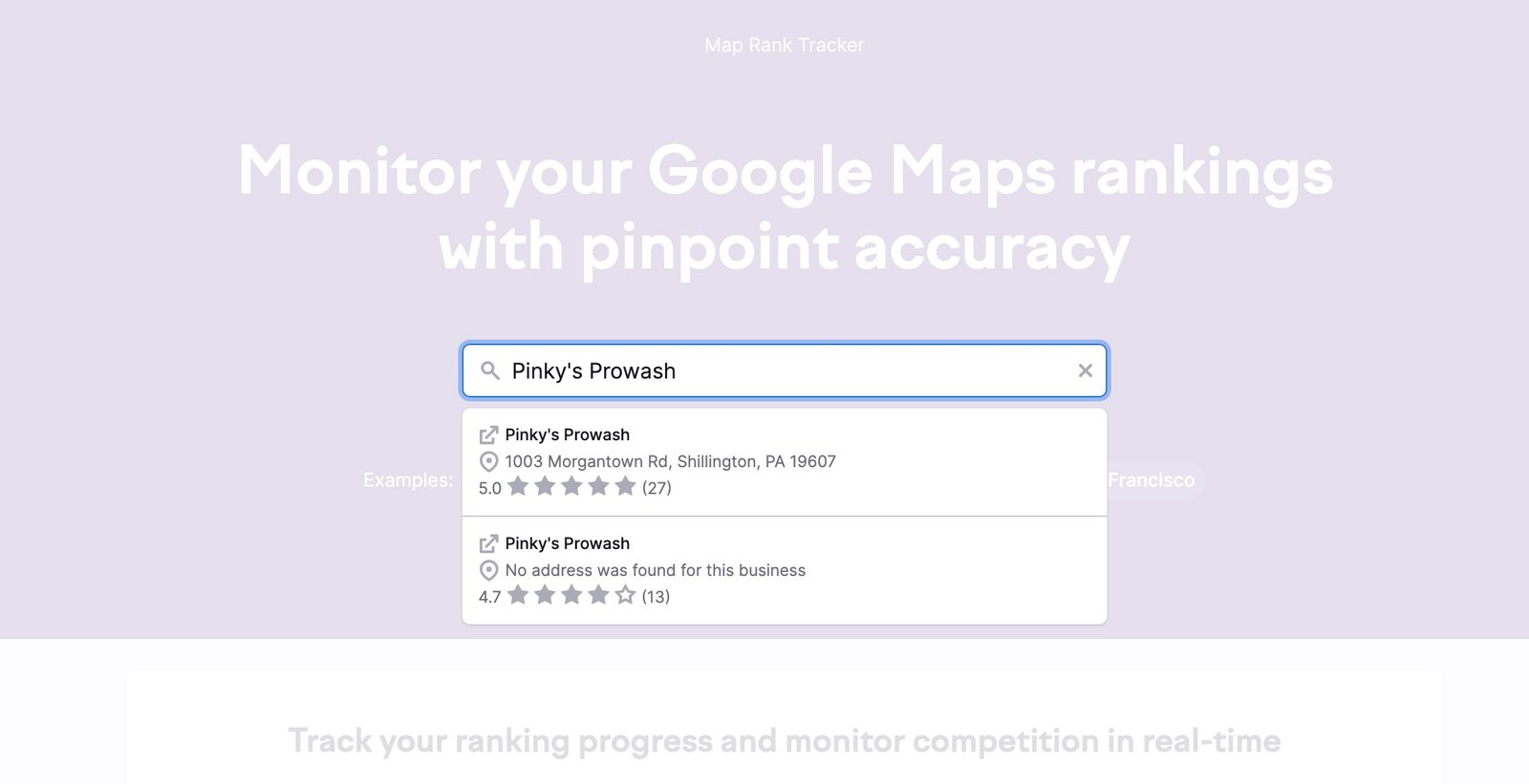 An example of the location input field for your first location.
