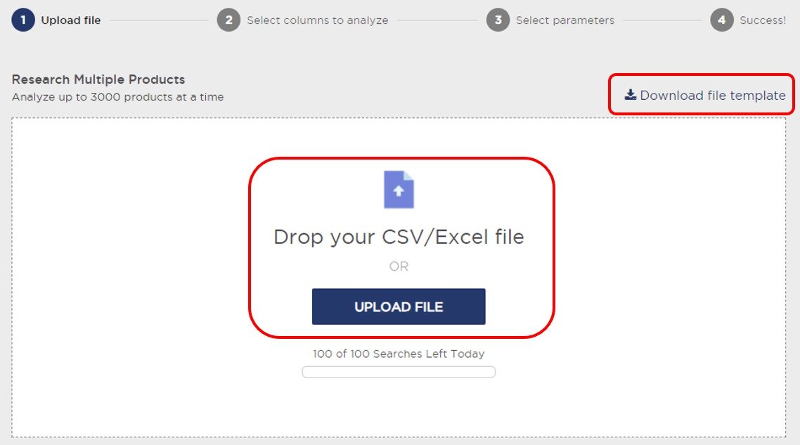 Where to add a CSV file in the &lsquo;Multi Product Analysis&rsquo; feature of Product Research Pulse.