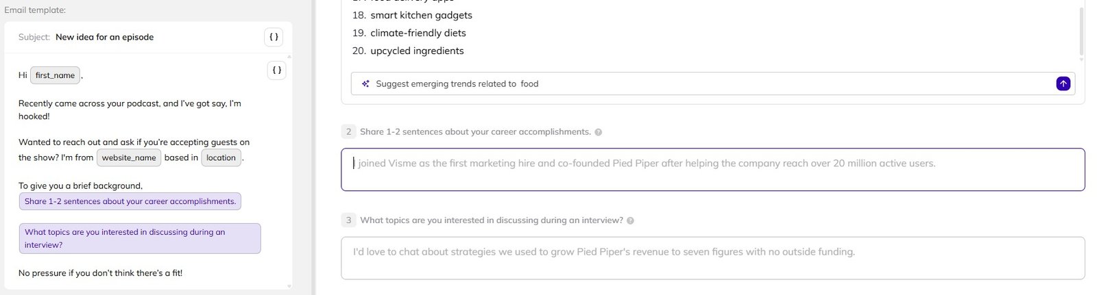 Answering setup questions for campaigns in AI Backlink Builder.