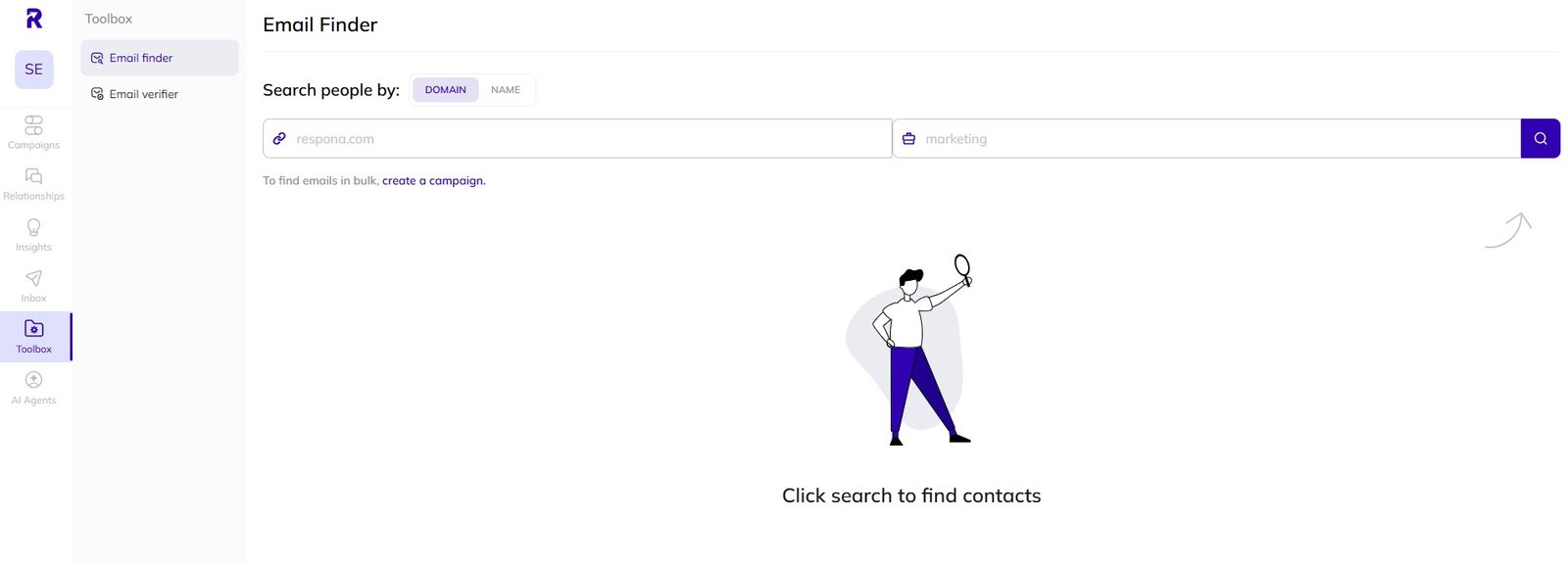 The Email Finder tool in AI Backlink Builder.