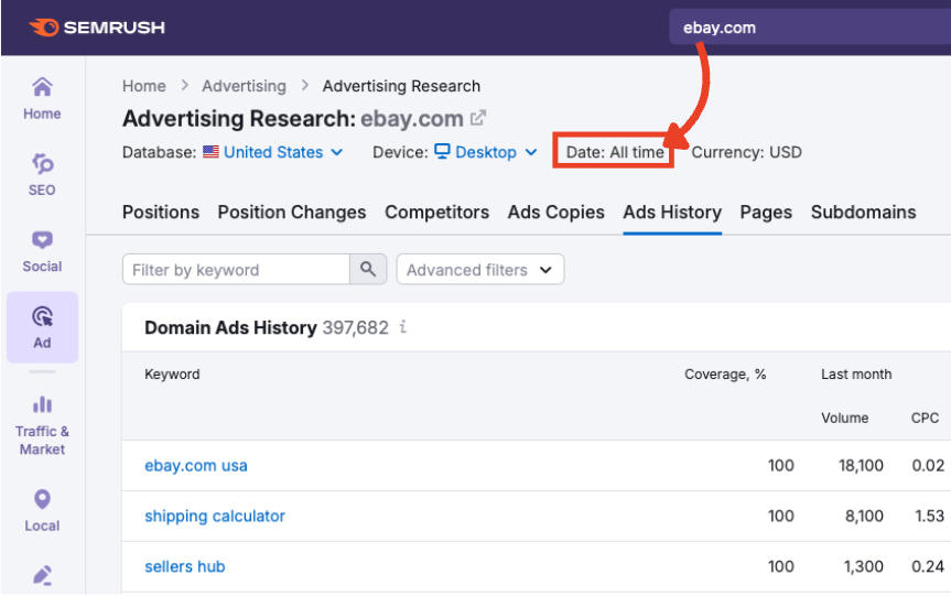 Advertising Research Ads History Report image 7