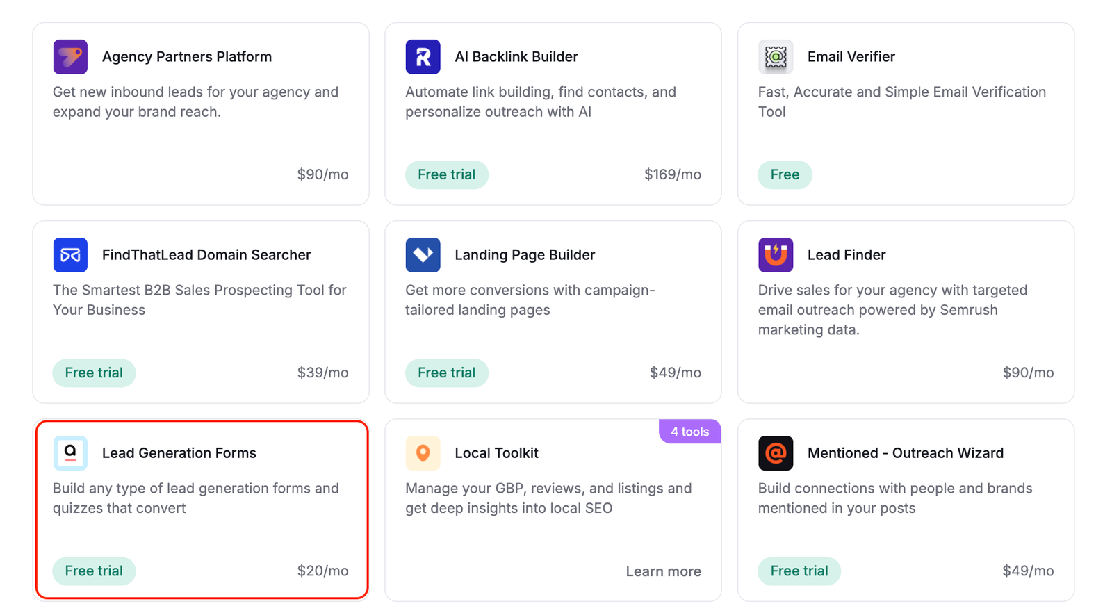 App Center list of apps.